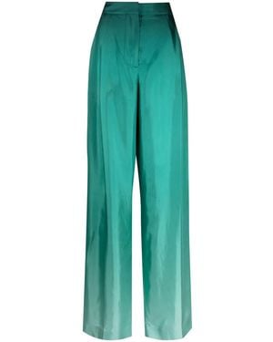 Oscar de la Renta Ombré-Effect Silk Palazzo Trousers - Green