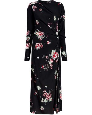 Proenza Schouler Floral-Print Draped Asymmetric Day Dress - Black