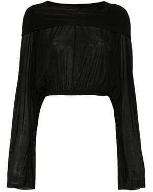 Rick Owens フーデッド クロップドブラウス - ブラック