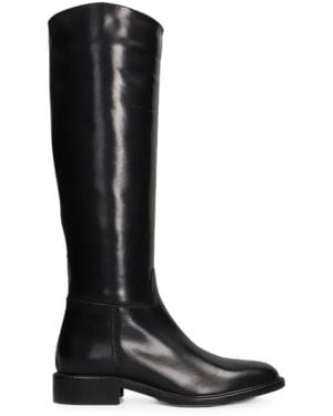 Julie Dee Knee-High Leather Boots - Black