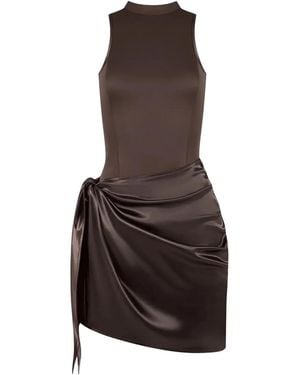 Manière De Voir Neoprene & Satin Wrap Bodycon Dress - Black