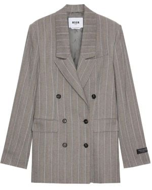MSGM Pinstripe Double-Breasted Jacket - Grey