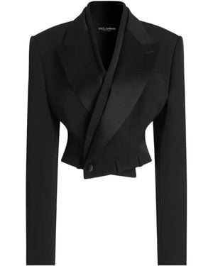 Dolce & Gabbana Shawl Collar Cropped Jacket - Black