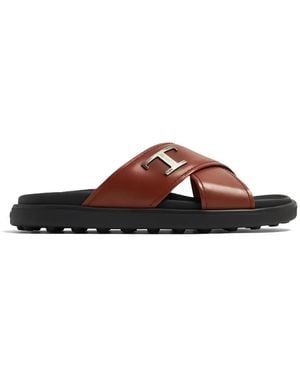 Tod's Timeless Leather Sandals - Red
