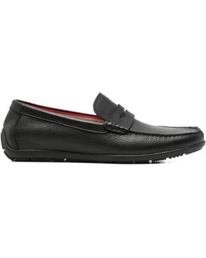 SERGIO MORETTI FIRENZE Grained Leather Loafers - Black