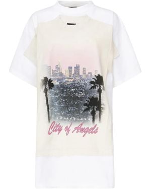 Balenciaga City-Print Panelled T-Shirt - White