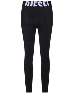 DIESEL Microfibre Leggings With Cut-Off Logo - Black