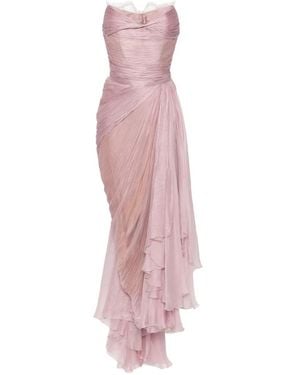 Maria Lucia Hohan Jolie X Lace-Trimmed Draped Maxi Dress - Pink