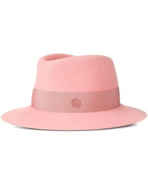 Maison Michel Andre Logo Plaque-Detail Wool Fedora - Pink