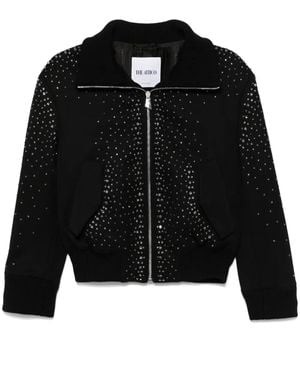 The Attico Crystal-Embellished Bomber Jacket - Black