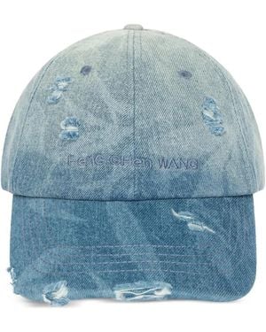 Feng Chen Wang Distressed Washed-Denim Baseball Cap - Blue