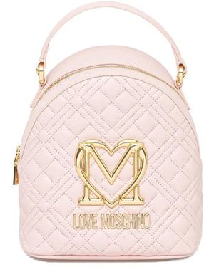 Love Moschino Quilted heart-logo backpack - Pink
