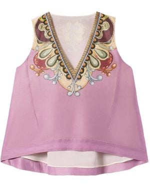 La DoubleJ V-Neck Printed Top - Pink