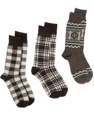 Polo Ralph Lauren Polo Pony Plaid Socks (Set Of Three) - White