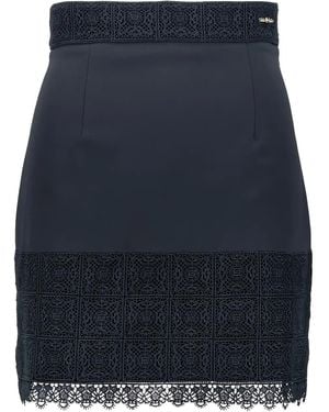 Elisabetta Franchi Lace-trim Mini Skirt - ブルー