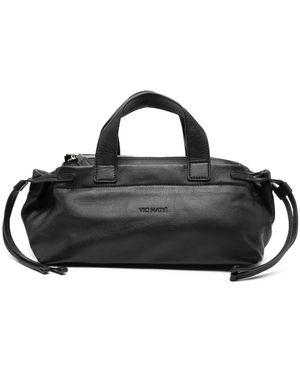 Vic Matié Drawstring Leather Tote Bag - Black
