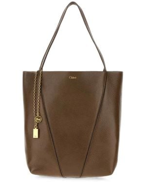 Chloé Spin Leather Tote Bag - Brown