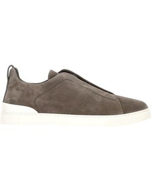 ZEGNA Leather Trainers - Grey