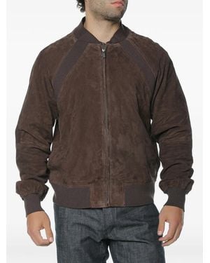 Trussardi Suede Bomber Jacket - Brown