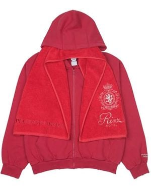 Protocol Index Sudadera De Rizo Con Capucha Y Cremallera - Rojo