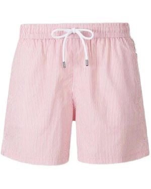 Fedeli Madeira Seersucker Striped Swim Shorts - Pink