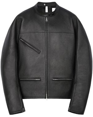 Courreges Racer Buckle Leather Jacket - Black