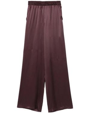 Eleventy Elastic-Waist Silk Pants - Purple