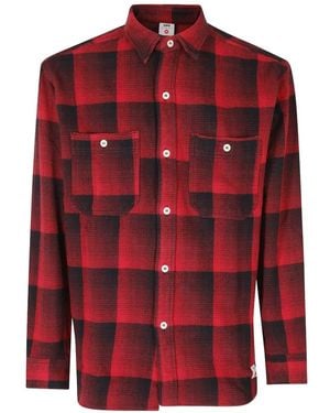 Edwin Camisa Work De Franela A Cuadros - Rojo
