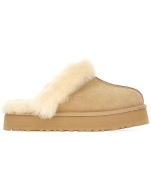 UGG Disquette Shearling-Trim Mules - White