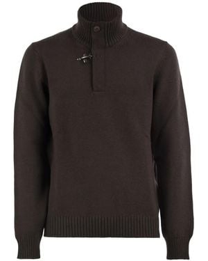 Fay Pull En Laine À Fermoir Crochet - Noir