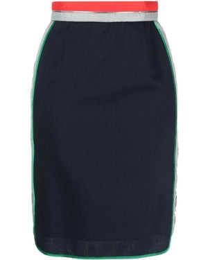Kolor Stripe-Waistband Knee-Length Skirt - Blue