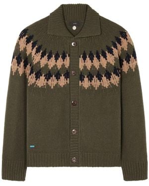 Alanui Fairisle Pattern Wool Cardigan - Green