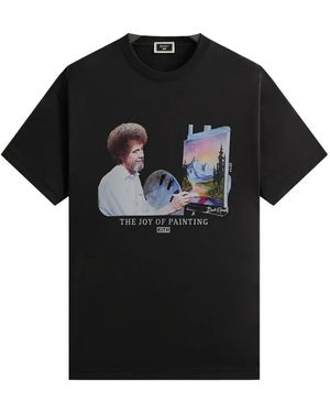 Kith X Bob Ross Joy of Painting T-Shirt mit Porträt - Schwarz