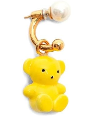 Andres Gallardo Boucle D'Oreille Teddy Bear & Pearl - Yellow