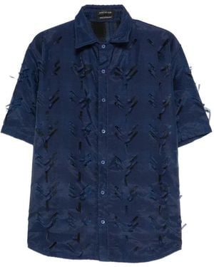 JUNTAE KIM Chemise À Design Superposé Déchirée Au Laser - Bleu