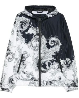 Versace Jeans Couture Baroque-Print Hooded Jacket - White