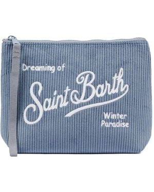 Mc2 Saint Barth Corduroy Embroidered Pouch - Blue