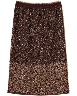 Twinset Sequin-Embellished Midi Skirt - Brown