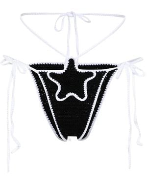 Gcds Star-Patch Crochet Bikini Bottoms - Black