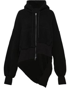 Yohji Yamamoto Asymmetrical Zip-Up Hooded Jacket - Black