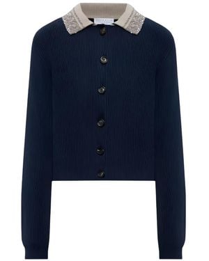 Brunello Cucinelli Sequin-Embellished Ribbed Cardigan - Blue