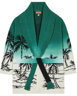 Alanui Cárdigan Wave Bloom Con Flecos - Verde