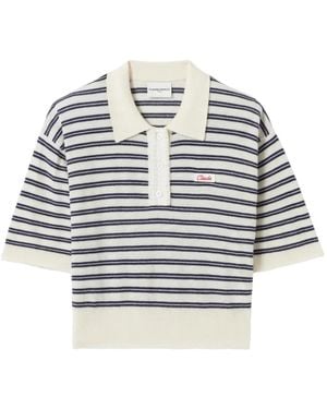 Claudie Pierlot Striped Knit Polo - Grey