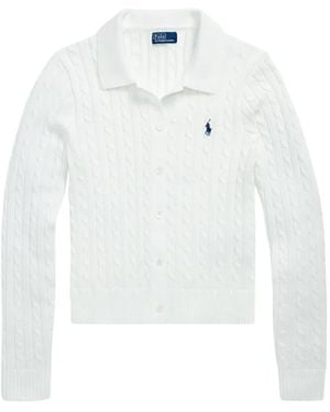 Polo Ralph Lauren Cable-Knit Collared Cardigan - White