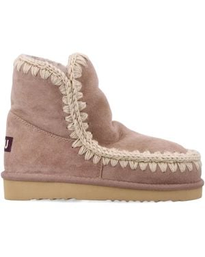Mou Crochet-Trim Slip-On - Brown