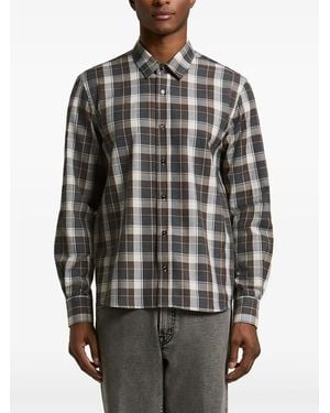 Peserico Check-Pattern Long-Sleeve Shirt - Grey