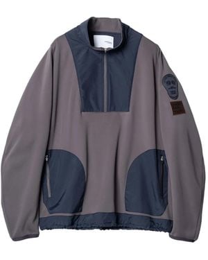 Yoshio Kubo Ripstop-Panelled Quarter-Zip Jacket - Blue