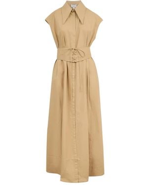 Clea Callista Belted Midi Dress - Natural