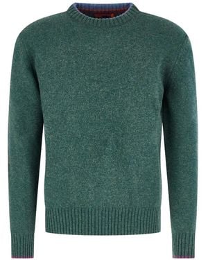Gallo Striped-Elbow-Patch Jumper - Green