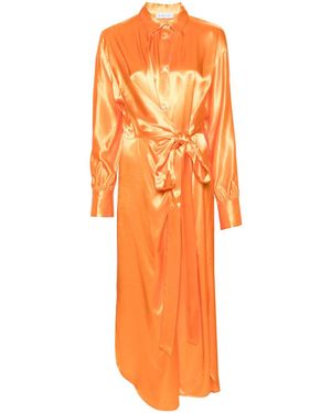 Manuel Ritz Knot-Detail Satin Shirtdress - Orange